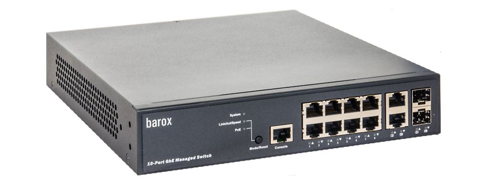 Barox 19"-Switch avec management, 8 ports PoE+